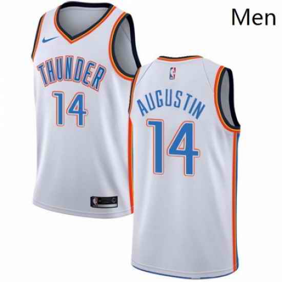 Mens Nike Oklahoma City Thunder 14 DJ Augustin Swingman White Home NBA Jersey Association Edition